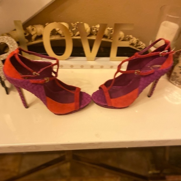 BRIAN ATWOOD PURPLE & ORANGE STILETTO SHOES SIZE 7 - Picture 10 of 12